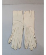 Vintage Real Kid Long Leather Gloves For Women  - Cream Size 6.5 - £11.07 GBP