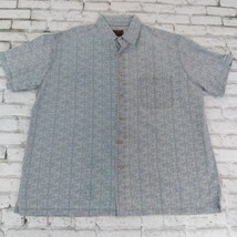 St Johns Bay Shirt Mens XL Blue Geometric Button Up Cotton Pocket Vintage 90s - £9.99 GBP