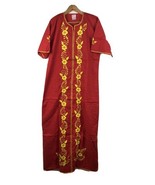 Vintage Embroidered Dress Large Maxi Long Red Yellow Tropical Cruise Res... - $938.74 MXN