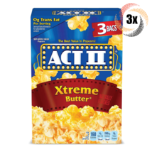 3x Packs Act II Xtreme Butter Flavor Microwave Popcorn | 3 Bags Per Pack - £16.70 GBP