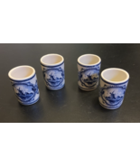 4 Lot Vintage Delft Hand Painted Vandermint Ceramic Shot Glass Or Toothp... - $18.99