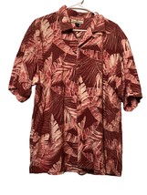 TOMMY BAHAMA Men’s Tropical Hawaiian Red Palm Leaves Button Up Silk Shir... - £23.45 GBP