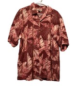 TOMMY BAHAMA Men’s Tropical Hawaiian Red Palm Leaves Button Up Silk Shir... - $29.60