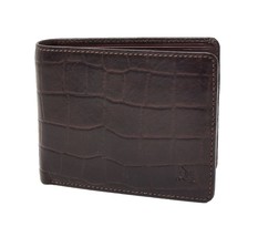 DR422 Men’s Brown Real Leather Croc Print Rfid Wallet - £23.18 GBP
