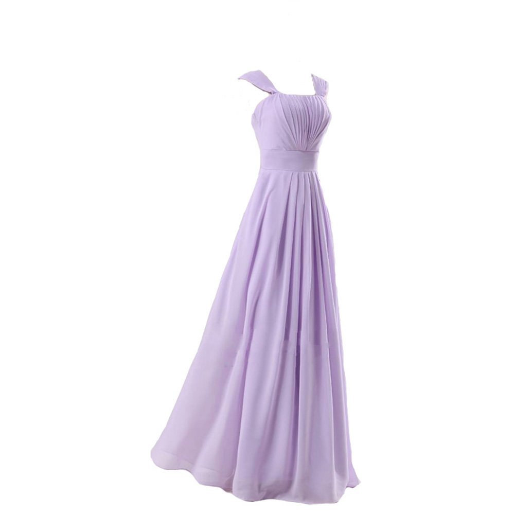 Kivary Women's Long Chiffon Simple Cap Sleeves Corset Prom Bridesmaid Dresses Li