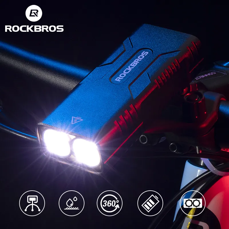 ROCKBROS 2T6 LED Bicycle Light 10W 10000 mAh Bike Front Lamp Flashlight Cycling - £36.54 GBP+