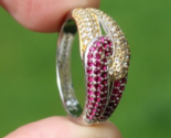 STERLING SILVER &amp; GARNET OR RUBY ladies ring 925 size 9 vintage &quot;BGE&quot; - $49.99