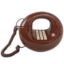 Vtg 1970s Western Electric Brown Sculptura Touch Tone Donut Telephone Phone - £38.05 GBP