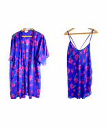 Vintage Barbizon Peignoir Nightgown &amp; Robe Set Large Blue Floral Chiffon... - $883.81 MXN