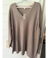 NWT $89 J Jill Women’s V-Neck Lightweight Sweater Plus Size 4X Driftwood - $48.95