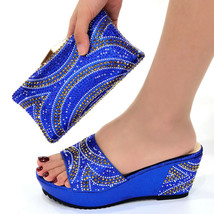 Italian Design Shoes And Bag With Matching Luxury Fashion Rhinestone Mid... - £84.86 GBP