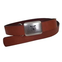 Tommy Hilfiger Vintage Men&#39;s Size 40 Brown Leather Silver Buckle with Crest - £18.63 GBP