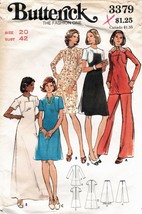 Misses&#39; DRESS, TUNIC &amp; PANTS Vintage 1970&#39;s Butterick Pattern 3379 Size 20  - $12.00
