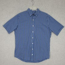 Arrow Men&#39;s Dress Shirt Short Sleeve Blue White Plaid Size Large Tall LT - £8.22 GBP