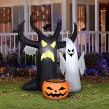 NEW Haunted Tree W/ Candy Bowl 5&#39; Airblown Inflatable Lights Up Halloween Gemmy - £59.17 GBP