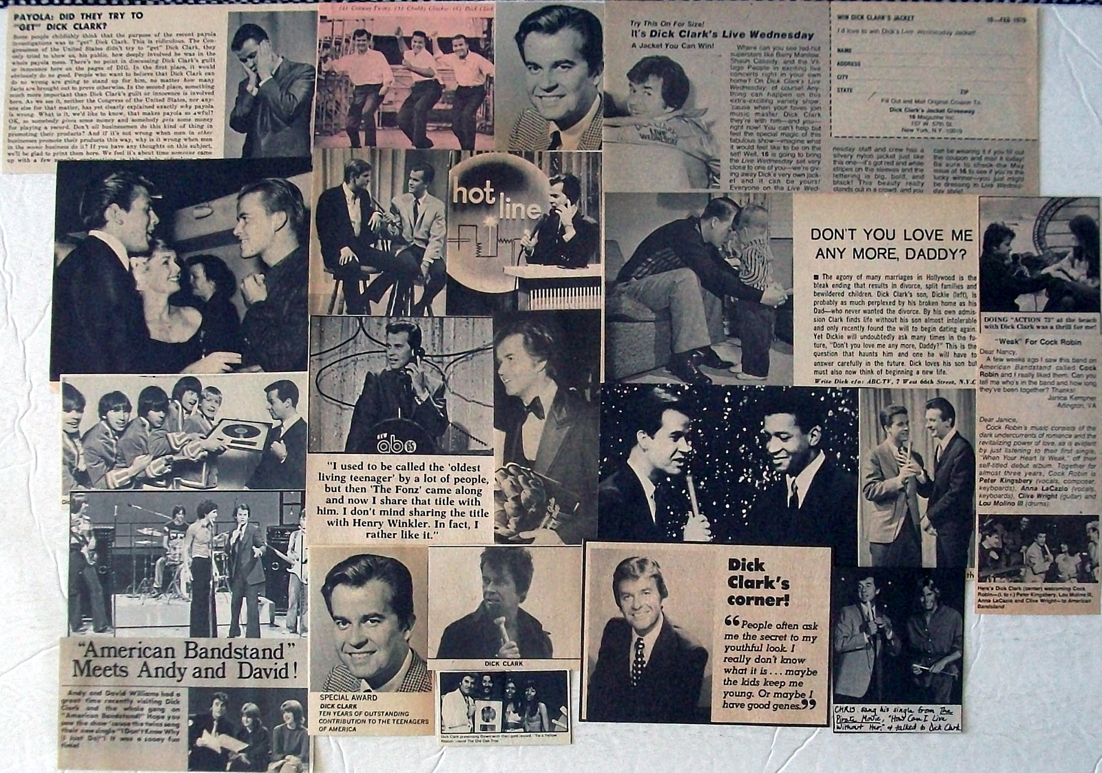 DICK CLARK ~ Twenty-Two (22) B&amp;W CLIPPINGS from 1960-1966, 1981-1982, 1986 - $5.82