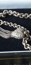 Antique Vintage Victorian Albertina Sterling Silver Bracelet with Tassle. - $117.81