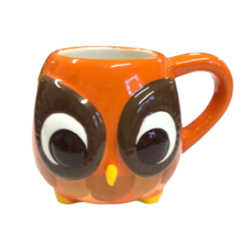 Owl Mug Mesa Home Products Hand Painted Coffee Cup Orange Brown Feet Big... - $14.22