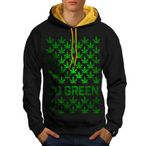 Wellcoda Green Cannabis Pot Mens Contrast Hoodie, Crazy Casual Jumper - £31.46 GBP