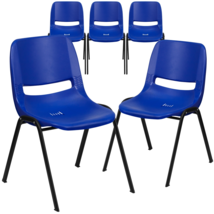 5 Pk. HERCULES Series 880 lb. Capacity Blue Ergonomic Shell Stack Chair - £286.96 GBP