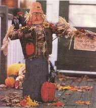 Halloween 33-1/2&quot; Scarecrow Greeter Applique Sign Crow Pumpkin Sew Pattern - £10.41 GBP