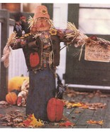 Halloween 33-1/2" Scarecrow Greeter Applique Sign Crow Pumpkin Sew Pattern - $12.99
