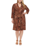 NEW TOMMY HILFIGER BROWN RED CAREER JERSEY SHIRT DRESS SIZE 16  $129 - $54.99