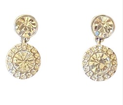 New Givenchy Round Clear Crystal Rhodium Dangle Earrings - $50.00