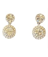 New Givenchy Round Clear Crystal Rhodium Dangle Earrings - £39.20 GBP