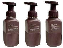 X 3~Bath Body Works Leather &amp; Brandy Gentle Foaming Hand Soap Essential oil NEW - £21.54 GBP