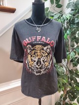 Buffalo David Bitton Women&#39;s Black Cotton Round Neck Short Sleeve Top Shirt L/G - £19.57 GBP
