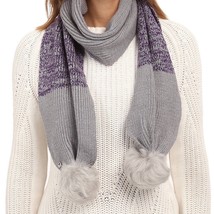 UGG Scarf Marled Knit Shearling Pom Poms Grey NEW $95 - $69.30