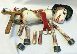 Vtg 1960s? Pelham? Horse Marionette Puppet Pony Cross Handle England Red Saddle - £39.92 GBP