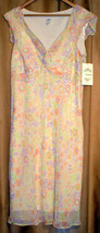 NEW $54 SANGRIA MULTICOLOR FLORAL CHIFFON LINED DRESS 10 CAP SLEEVES SID... - $3.95