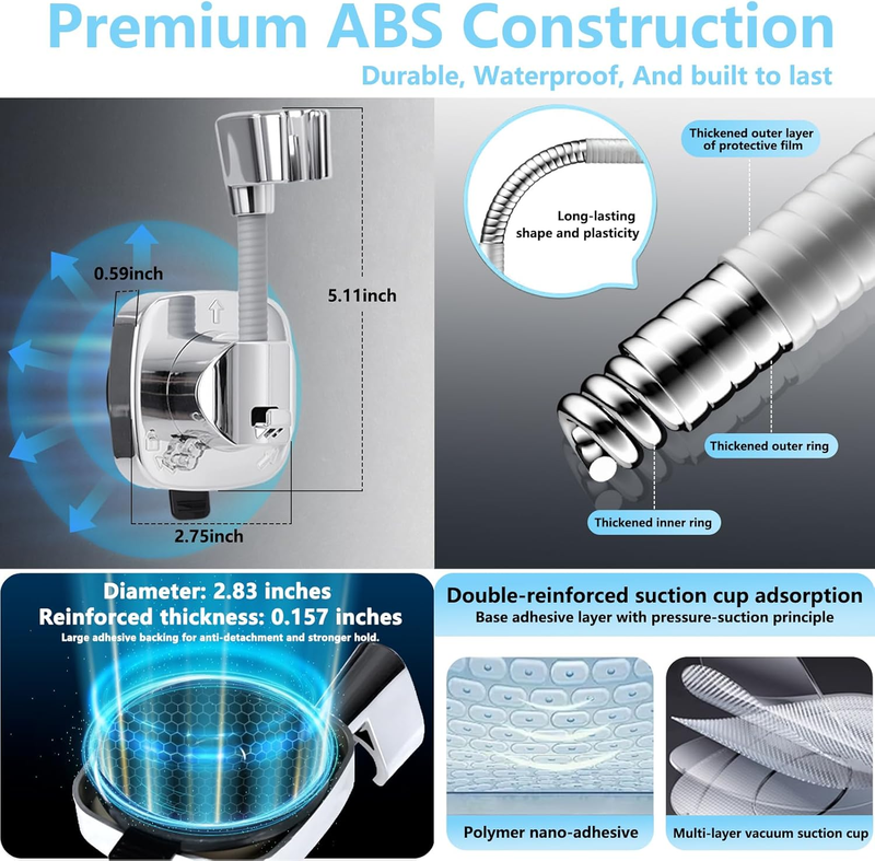Shower Head Holder Suction Cup, 360° Adjustable Handheld Shower Holder Wall Moun Item image 3