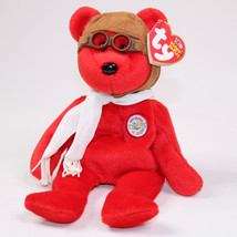 TY Beanie Baby BEARON The Flight Teddy Bear Red Version Plush Stuffed Toy w/Tags - £10.04 GBP