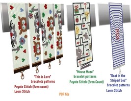 Cuff Bracelet Patterns Even count Peyote / Loom Stitch,Miyuki-Preciosa, ... - $6.78 CAD+