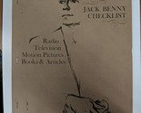 Jack Benny Checklist UCLA Library 1970 Radio TV Motion Pictures Books &amp; ... - £15.65 GBP