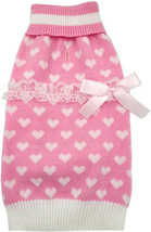 Valentine&#39;s Day Dog Sweaters Pink Bowtie Pullover Turtleneck Dog Sweater XS - £7.52 GBP