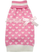 Valentine&#39;s Day Dog Sweaters Pink Bowtie Pullover Turtleneck Dog Sweater XS - £7.49 GBP