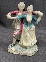 Porcelain Dancing Victorian Colonial Couple Figurines 6.5” Tall Made In Japan - £9.49 GBP