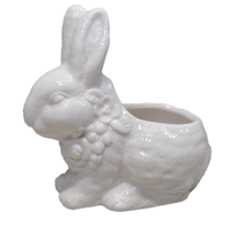White Bunny Rabbit Flower Planter Easter Spring Summer Home Decor Cottag... - $12.99