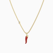 Fashion Jewelry Swa New Lisabel Pepper Pendant Necklace Gold Lucky Red Pepper De - £36.75 GBP