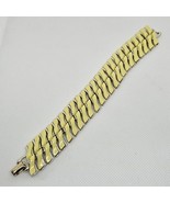 Vintage Coro Yellow Thermoset Bracelet Gold Tone Curved Links 7&quot; - €26,14 EUR
