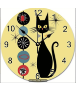 Retro Atomic Era Kitty Wall Analog Clock Mid Century Modern - $53.45 CAD