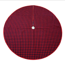 Oversized Tree Skirt 72&quot; Red &amp; Black Plaid Check Christmas Farmhouse Tra... - $75.00