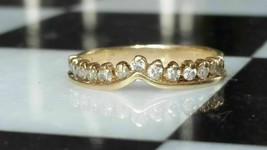 Vintage 1.25Ct Moissanite Wedding Anniversary Ring Band 14k Yellow Gold plated - £89.03 GBP