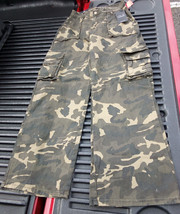 NWT American Bazi olive green camo cargo wide-leg pants – RJH-9128CM - £29.77 GBP