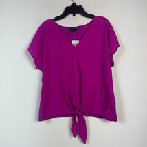 INC Womens Petite PP Magenta Flame Tie Front Short Sleeves Top NWT BQ29 - £23.22 GBP