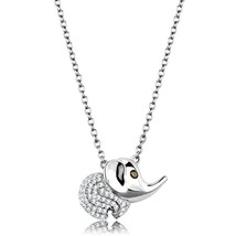 925 Sterling Silver Simulated Diamond Topaz Baby Elephant Pendant Necklace 16&quot; - £95.55 GBP